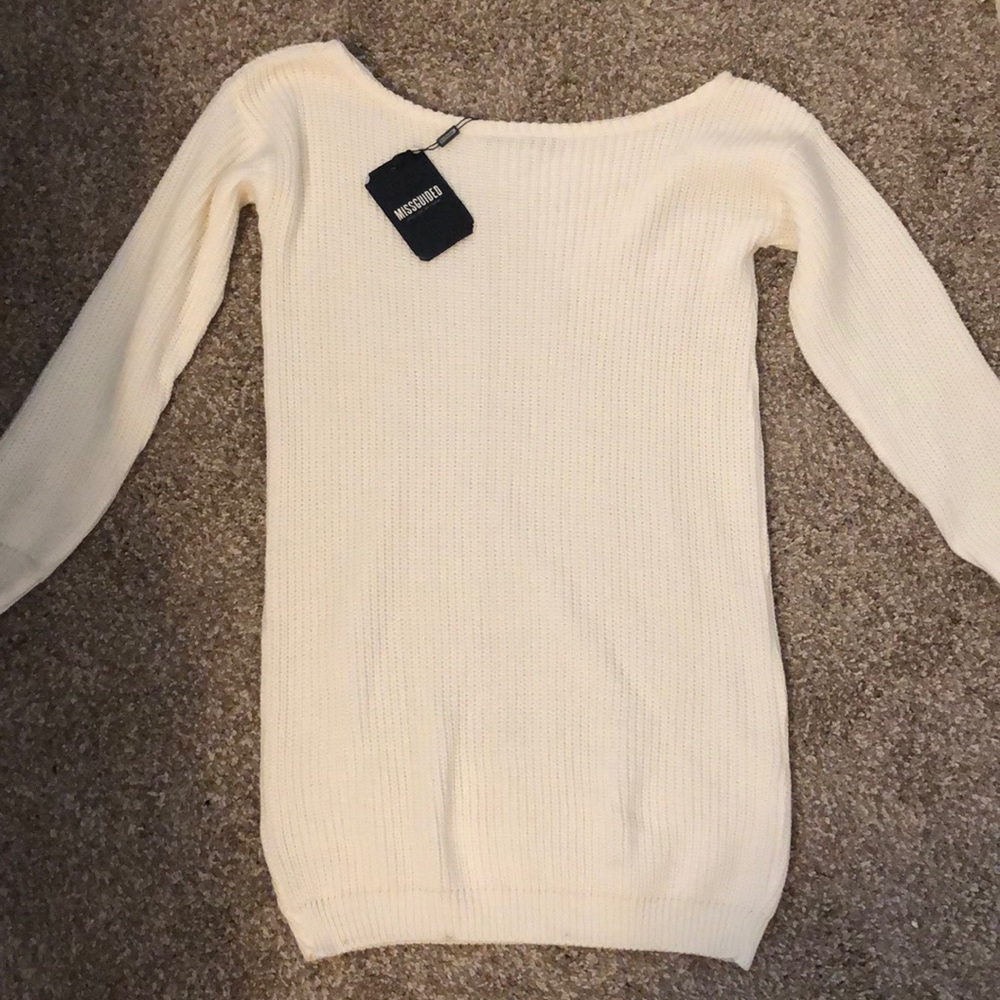 White sweater dress